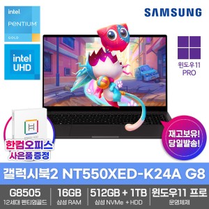 삼성 노트북 갤럭시북2 NT550XED-K24A G8 Win11Pro/16GB램/SSD512GB/HDD1TB/한컴오피스증정